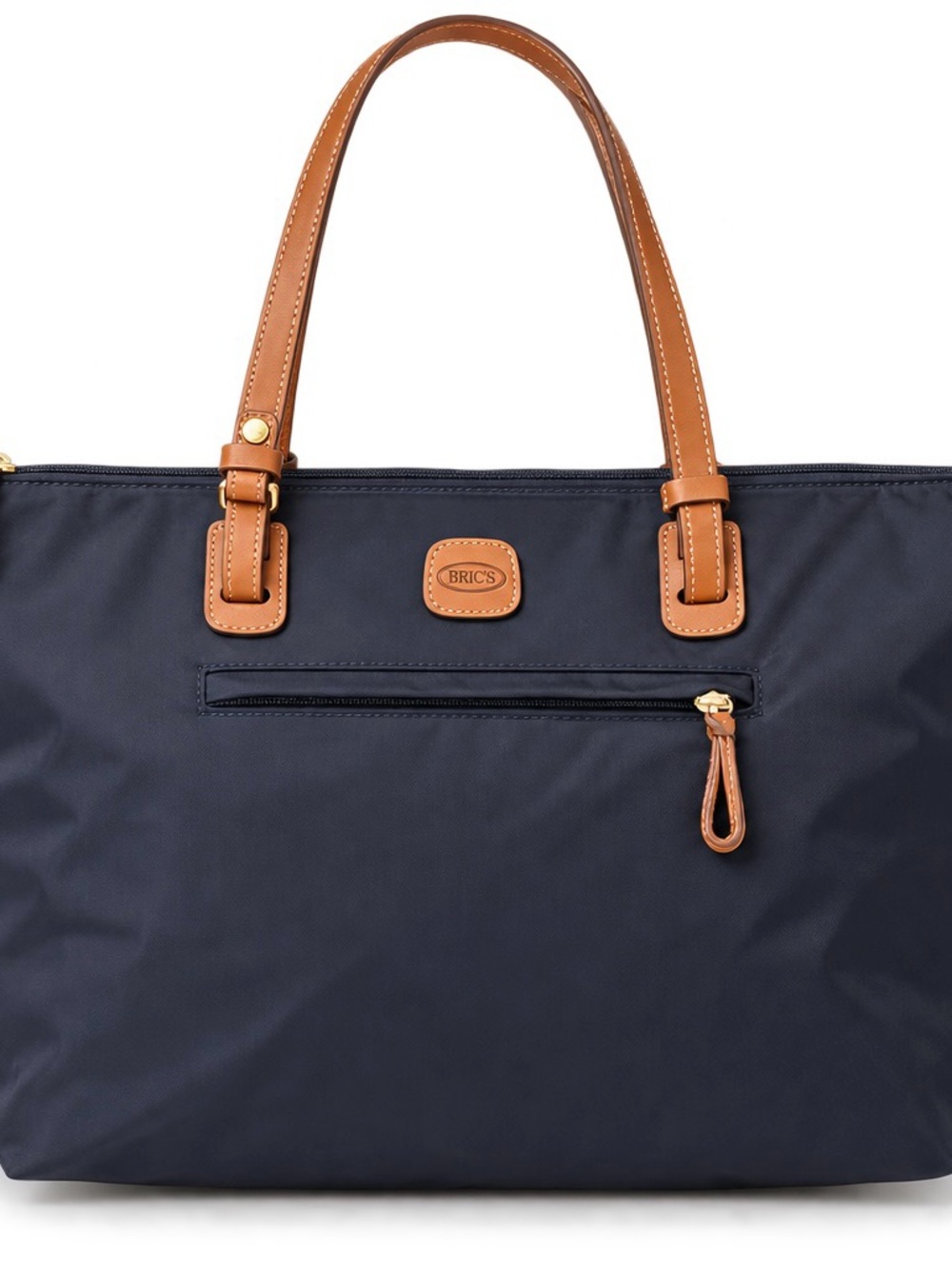 BRIC'S Navy Tote Bag with Tan Leather Handles - X-Bag